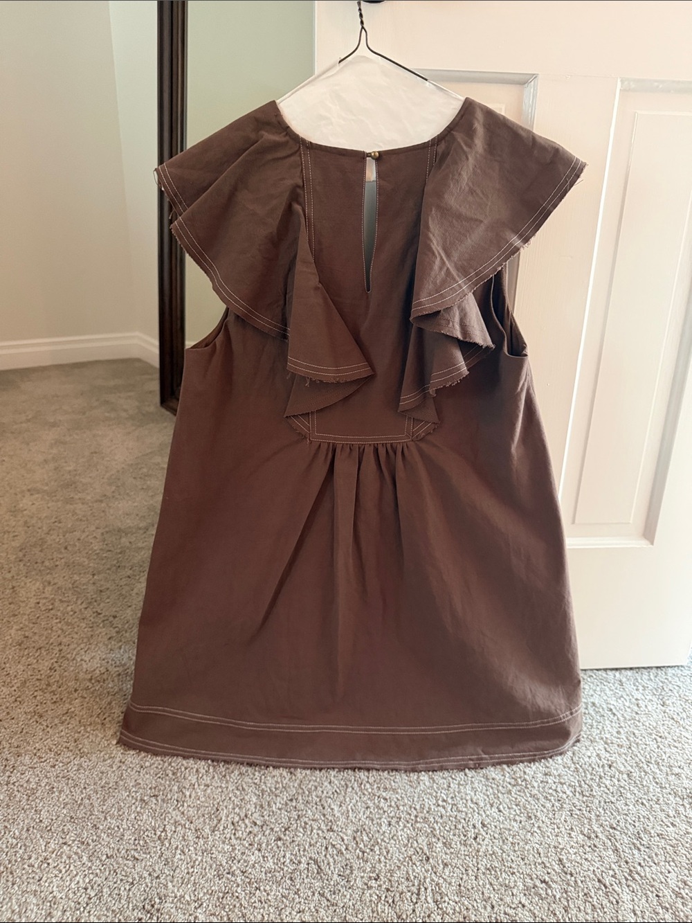 Miou Muse Brown Ruffle Dress Womens M - Picture 2 of 3